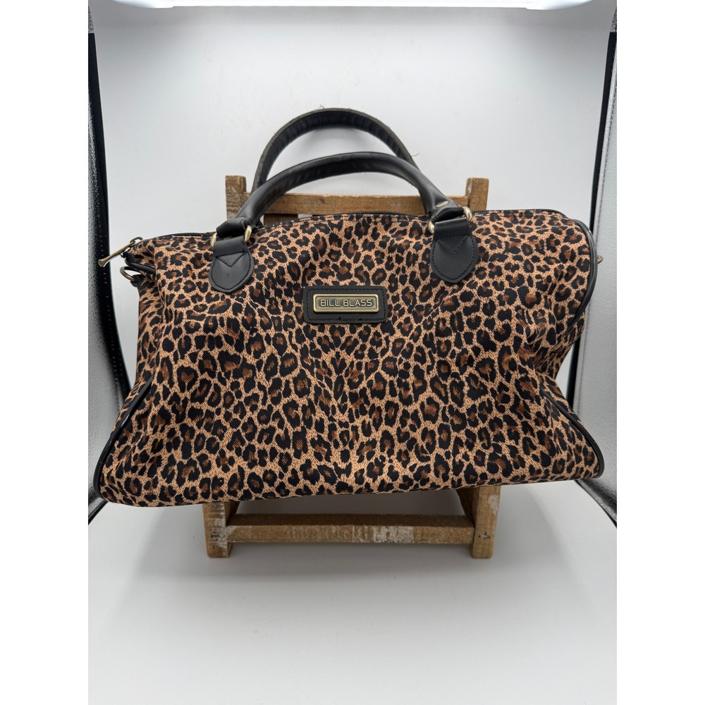 Bill Blass Leopard Print Satchel with Black Handles